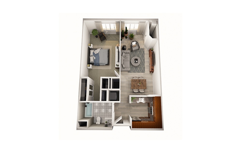 Daisy - 1 bedroom floorplan layout with 1 bathroom and 738 square feet