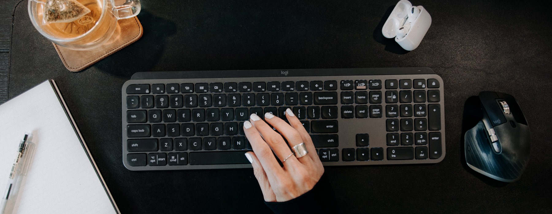 Person working on their computer at home